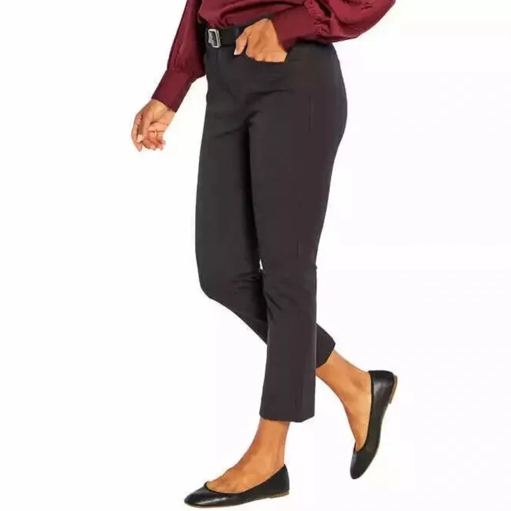 Banana Republic Slim Straight Cropped Pant Black‎ Womens 6 NWT